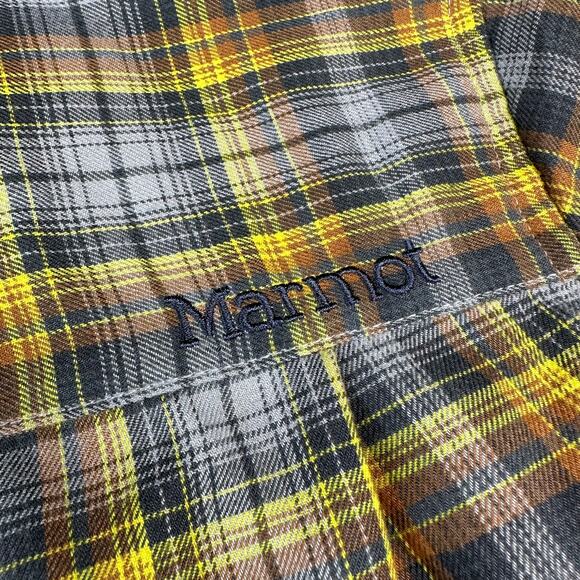 Marmot Shirt Mens Small Gray Yellow Plaid Casual Button Up Hiking Active Trail - Picture 5 of 9
